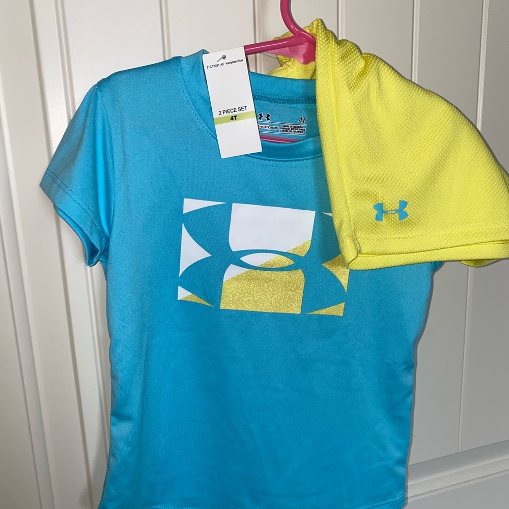 Under Armour Girls 4t Turquoise and Yellow short set